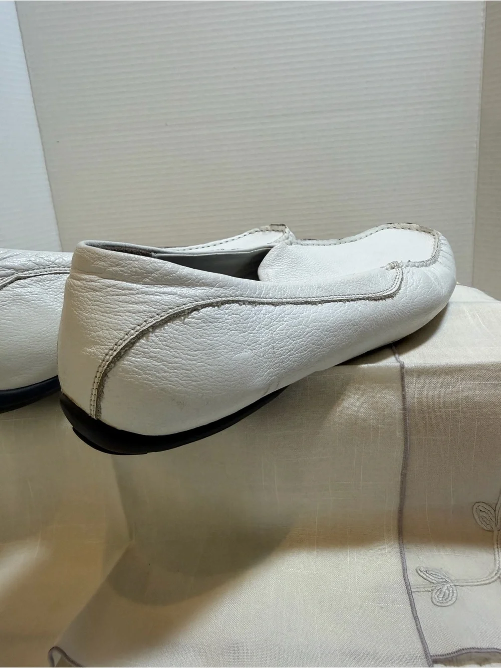 Auri Andreas White Leather Slip-On Loafers EU 44 US 11 Handmade Euro summer luxe